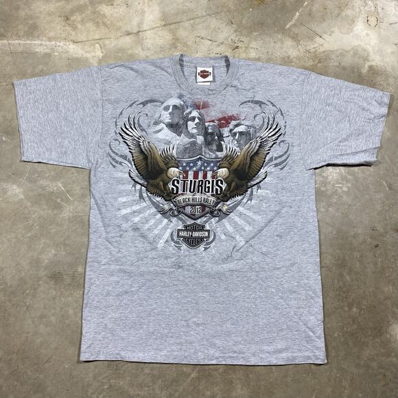 Harley-Davidson Sturgis 2012 Black Hills Rally Tee Gray XL Mt Rushmore - Picture 1 of 7